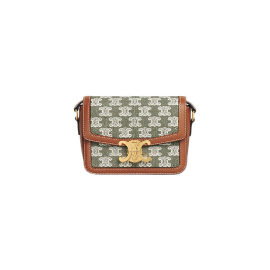 Celine Women's T-Shirtn Triomphe With Border in Khaki | 188882DBA