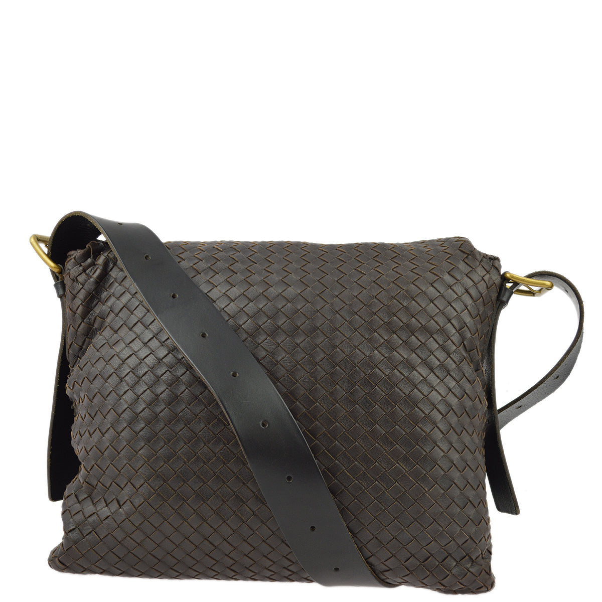 Bottega Veneta  Brown Intrecciato Messenger Bag