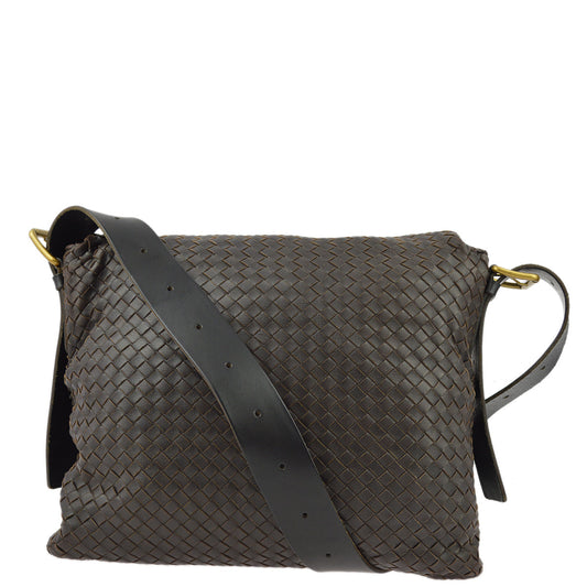 Bottega Veneta  Brown Intrecciato Messenger Bag