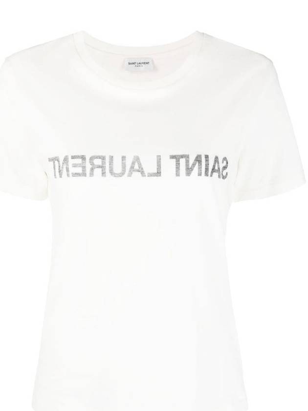 Saint Laurent Reverse Short Sleeve T-Shirt Nature Et Noir
