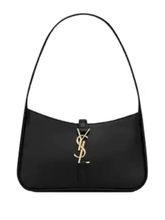 Saint Laurent LE 5A 7 Small Smooth Leather Hobo Shoulder Bag Black