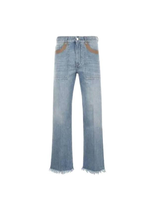 Fendi logo patch denim jeans blue