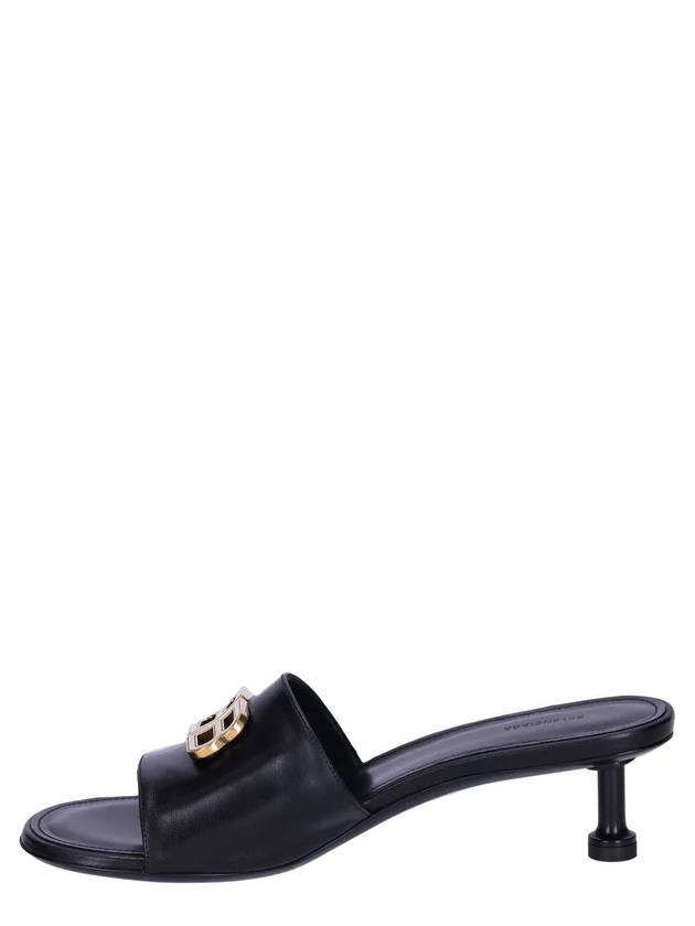 Balenciaga BB Leather Slipper Heels Black