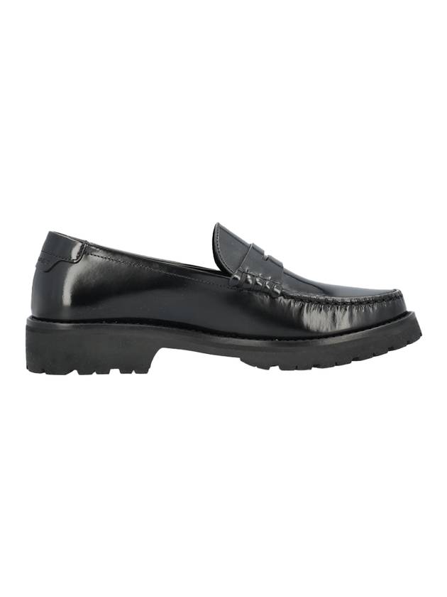 Saint Laurent Women's Chunky Penny Slippers Smooth Leather Loafers Black
