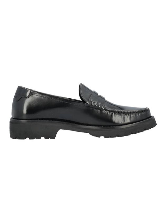 Saint Laurent Women's Chunky Penny Slippers Smooth Leather Loafers Black