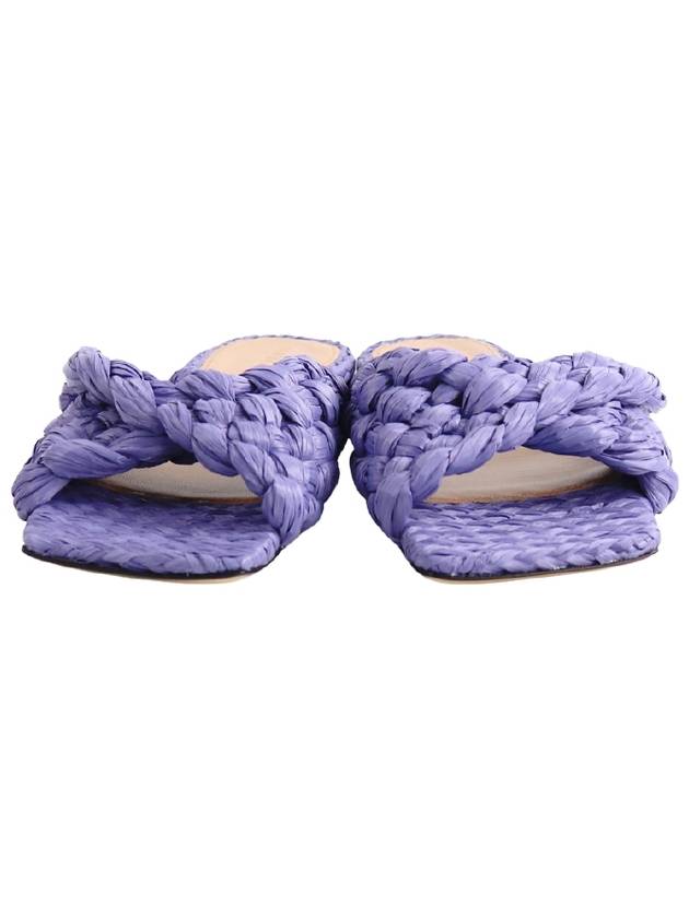 Bottega Veneta WoMen's Raffia Stretch Flat Slippers Purple