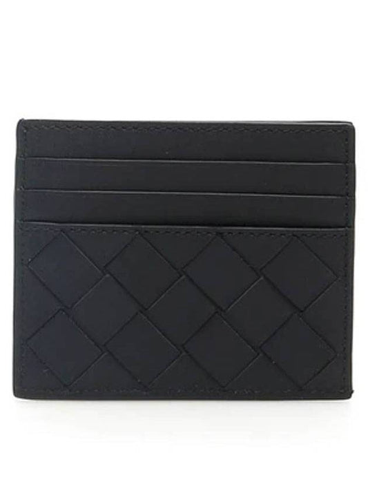 Bottega Veneta Intrecciato Leather Card Wallet Dark Navy