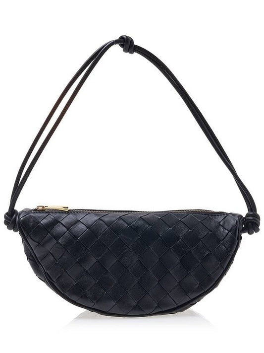 Bottega Veneta Intrecciato Strap Pouch Tote Bag Black
