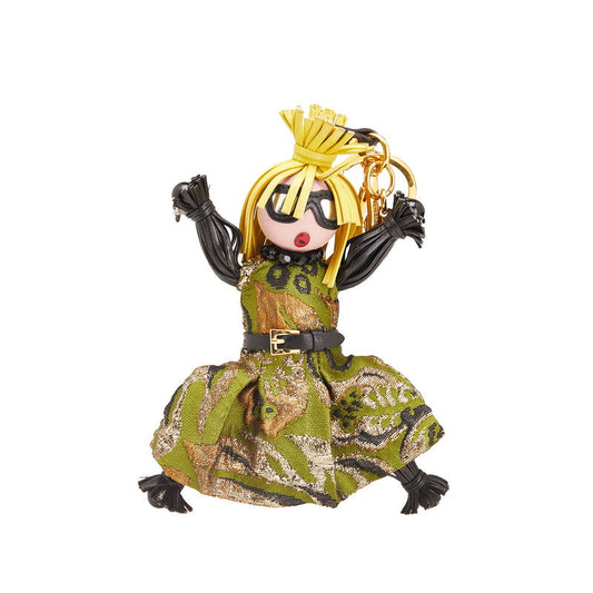 Prada Jasmine Brocade Leather Keyring Charm