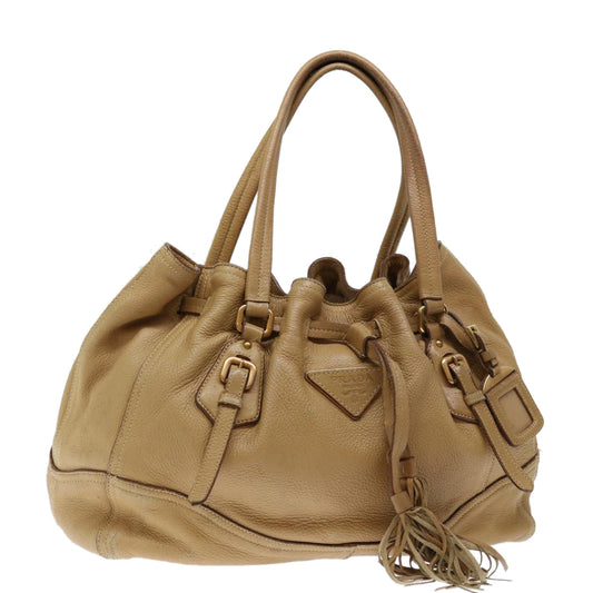 PRADA Tote Bag Leather Beige  fm3358