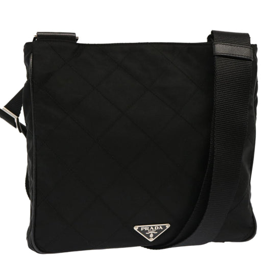 PRADA Quilted Shoulder Bag Nylon Black  fm3367