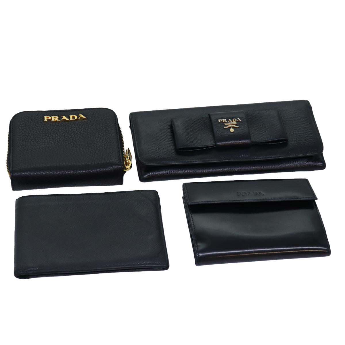 PRADA Wallet Safiano leather 4Set Black  fm3478