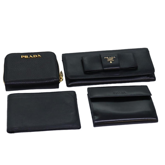 PRADA Wallet Safiano leather 4Set Black  fm3478