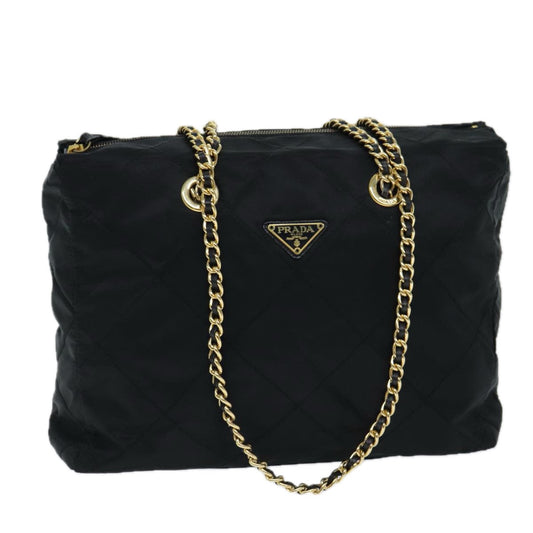 PRADA Chain Shoulder Bag Nylon Black  fm3521