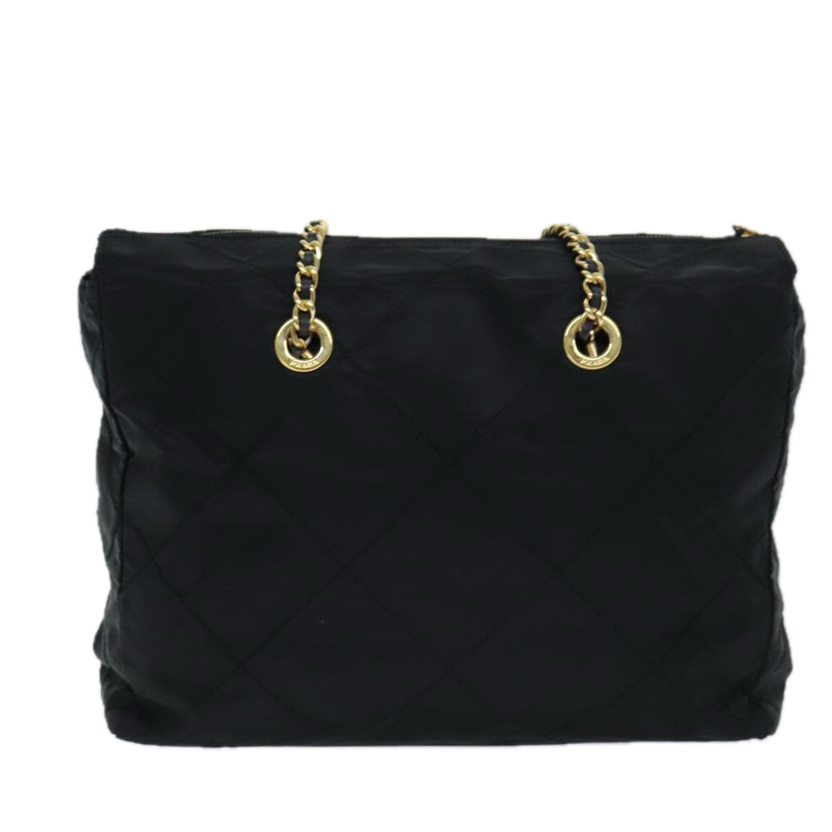 PRADA Chain Shoulder Bag Nylon Black  fm3521