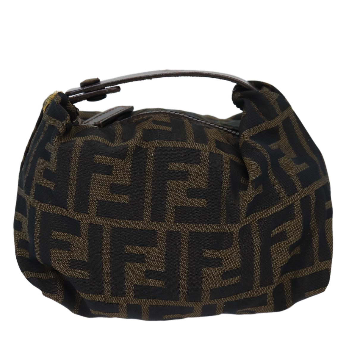 FENDI Zucca Canvas hand Pouch Brownfm3631