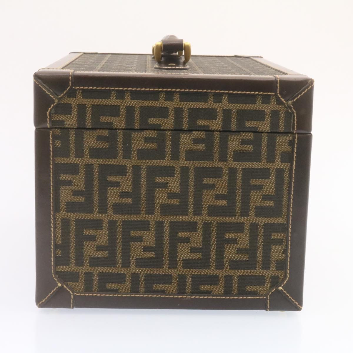 FENDI Zucca Canvas Vanity box Hand Bag Brown  fm664A