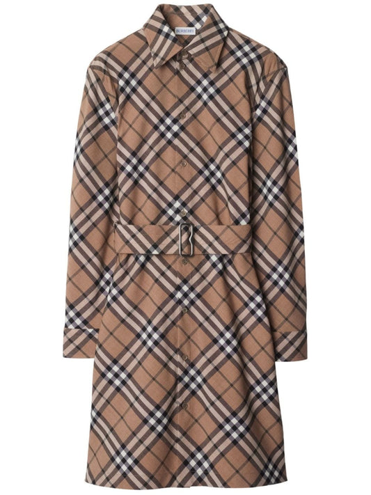 Burberry Women Check Wool Blend Chemisier Dress