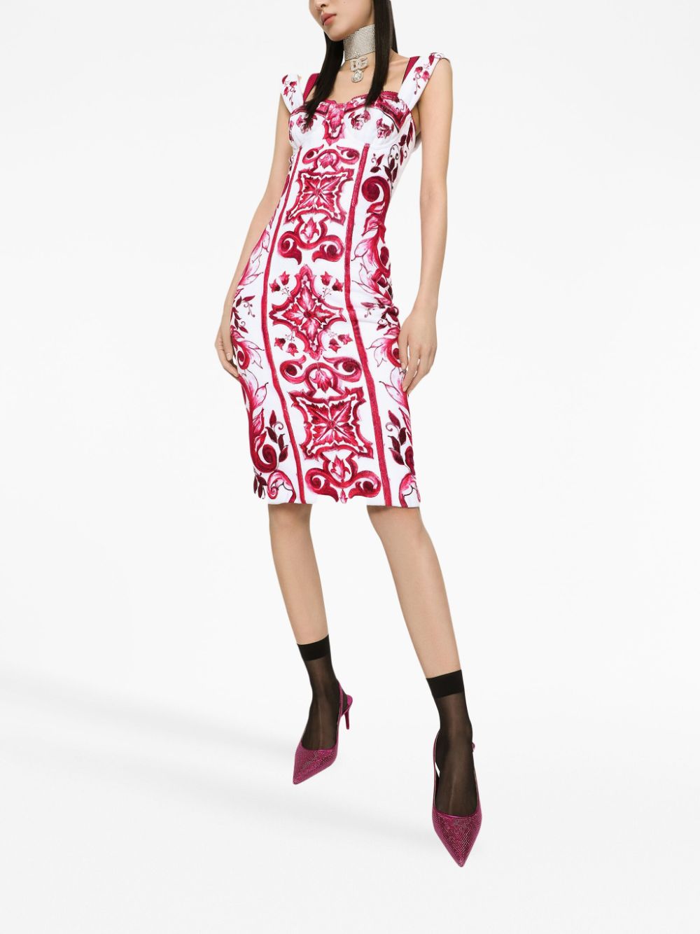 Dolce & Gabbana Women Maiolica Printed Tubino Dress
