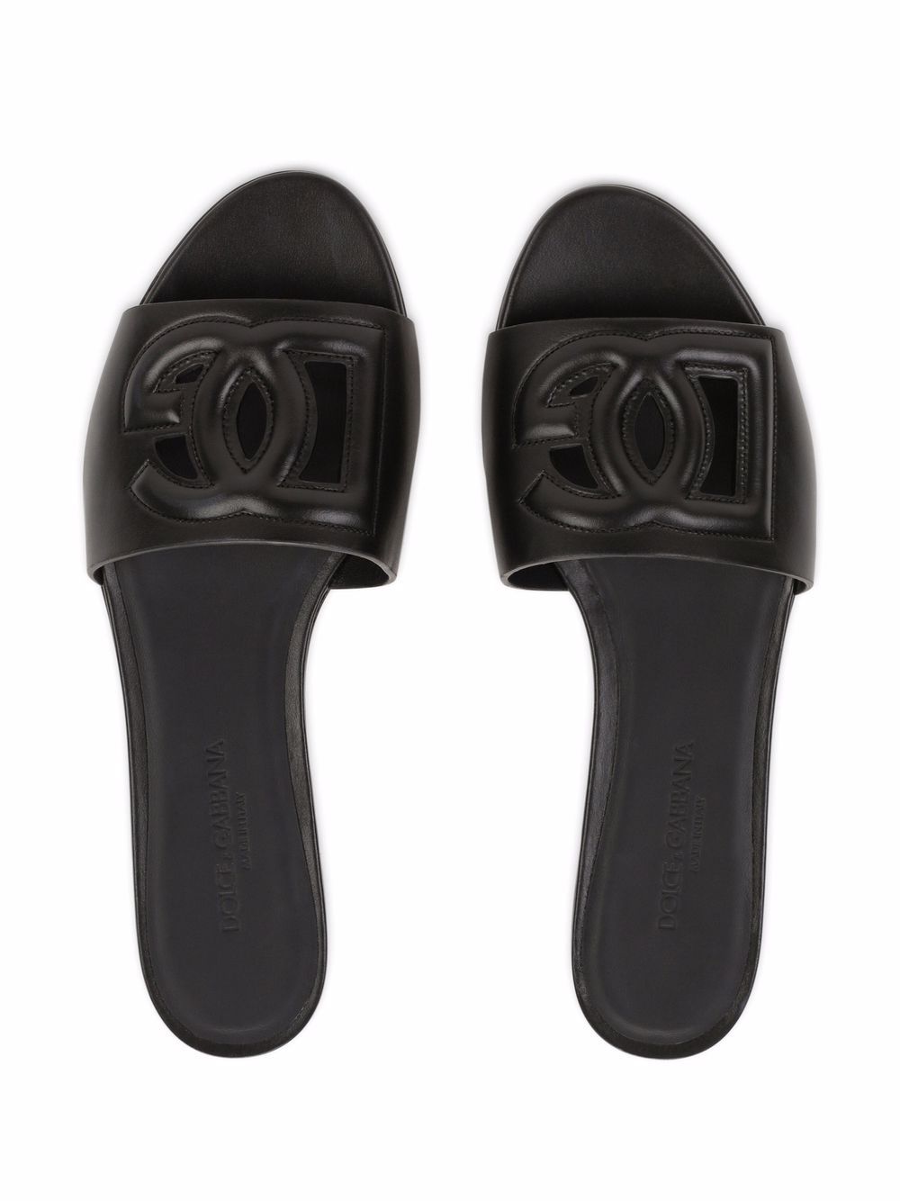 Dolce & Gabbana Women Dg Logo Leather Flat Sandals