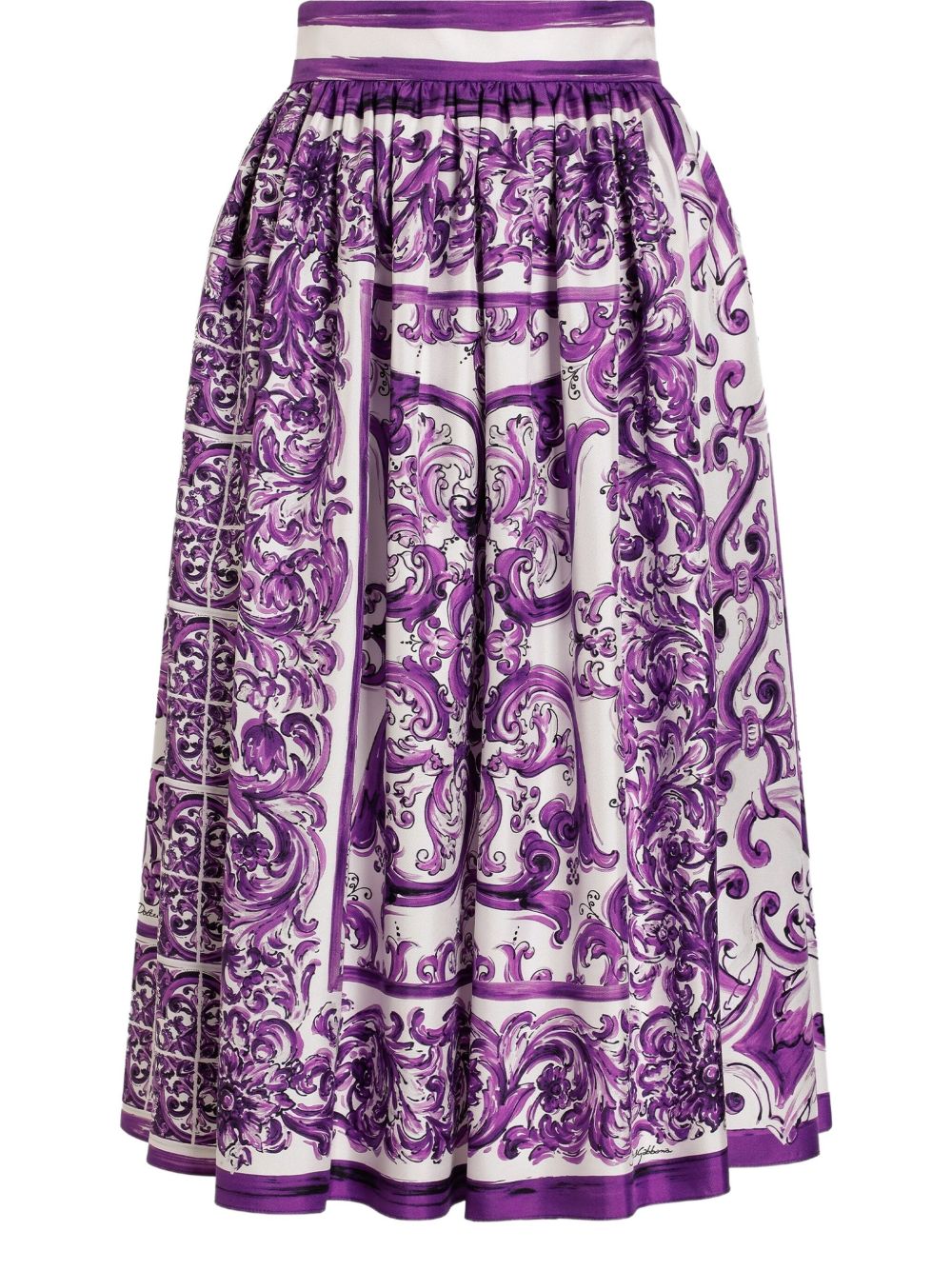 Dolce & Gabbana Women Silk Skirt With Maiolica Print