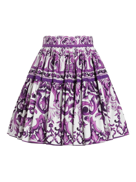 Dolce & Gabbana Women Maiolica Print Cotton Skirt