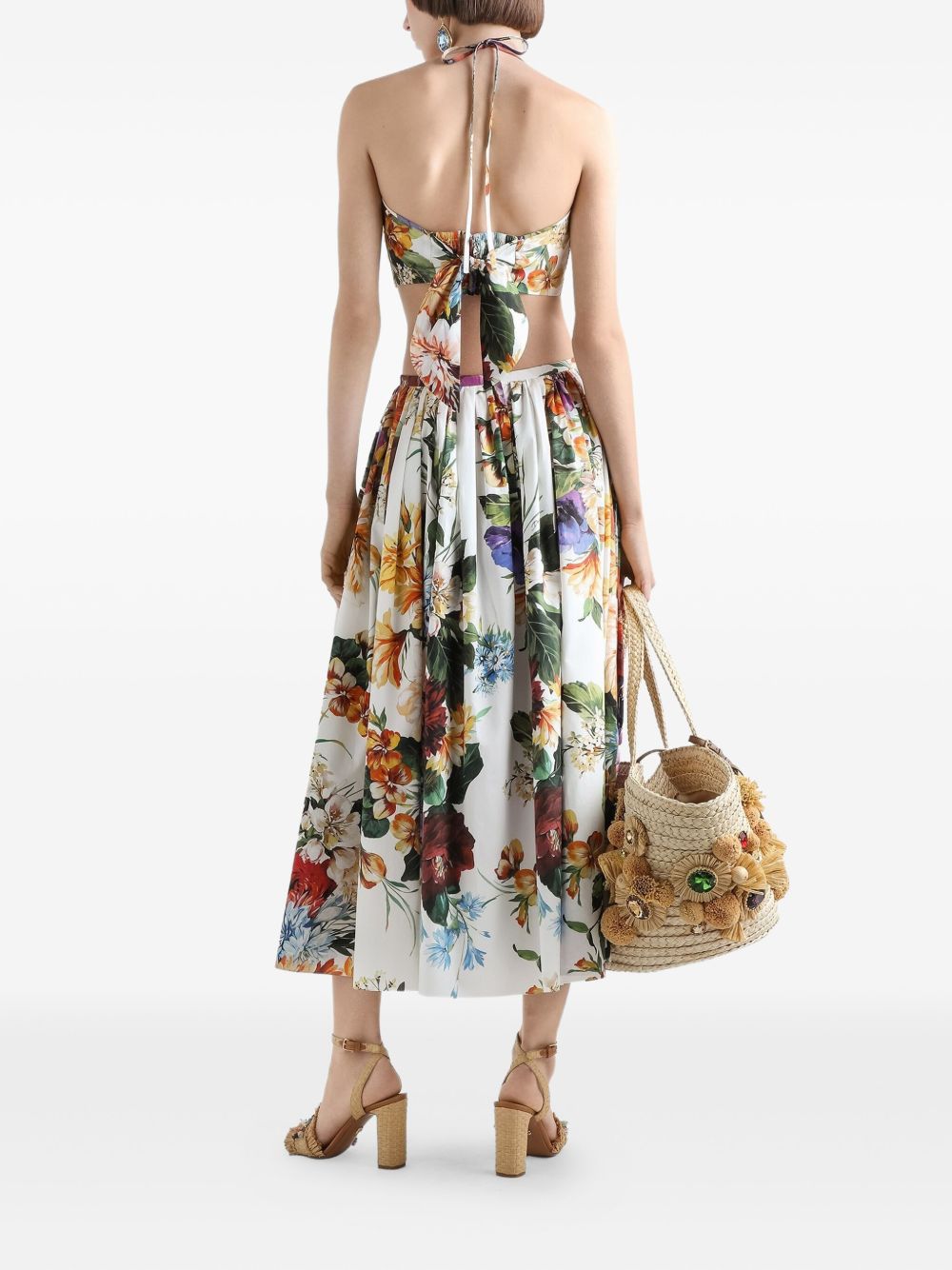 Dolce & Gabbana Women Flower Print Cotton Midi Skirt