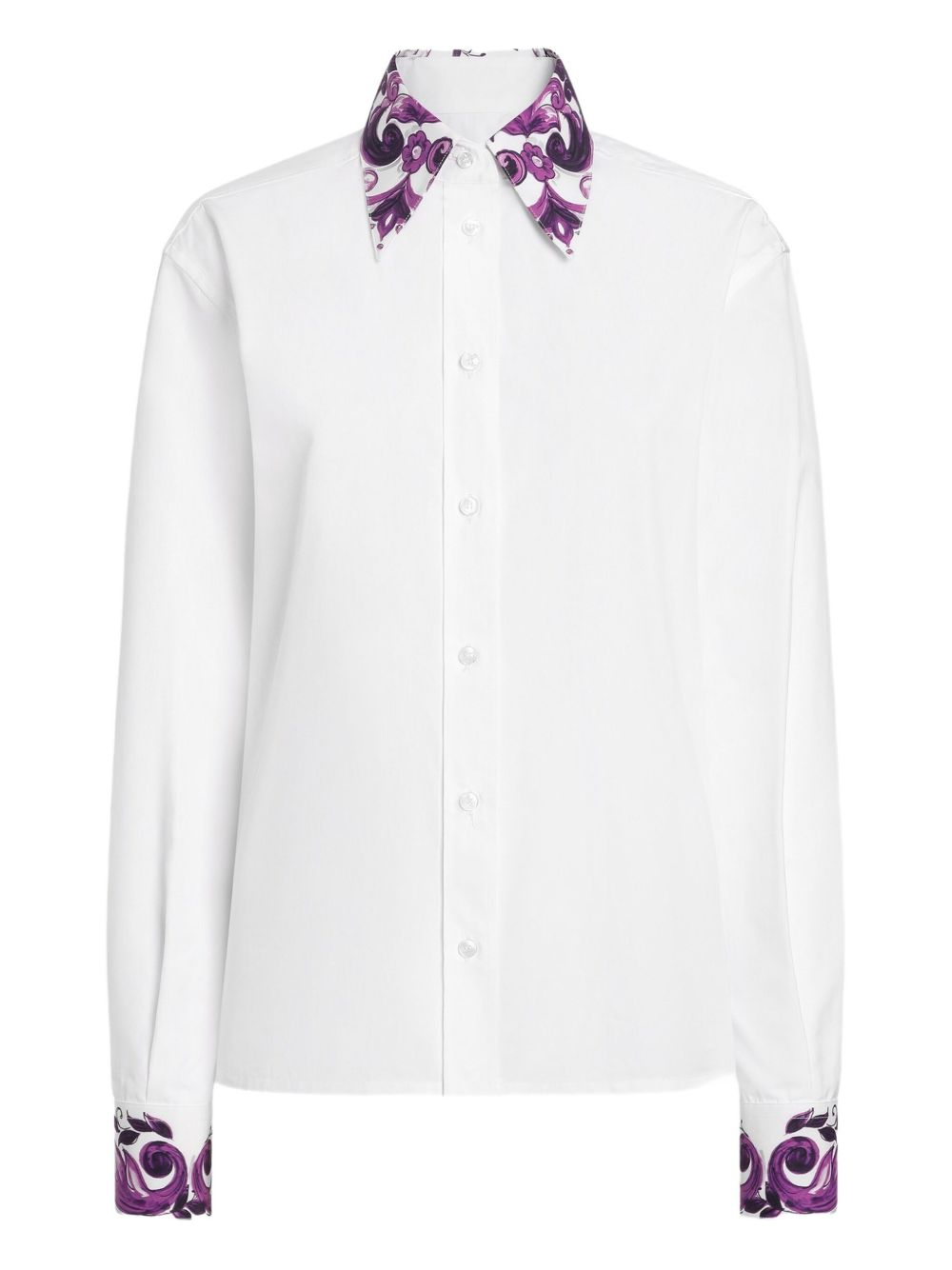 Dolce & Gabbana Women Cotton Shirt With Maiolica Print Details