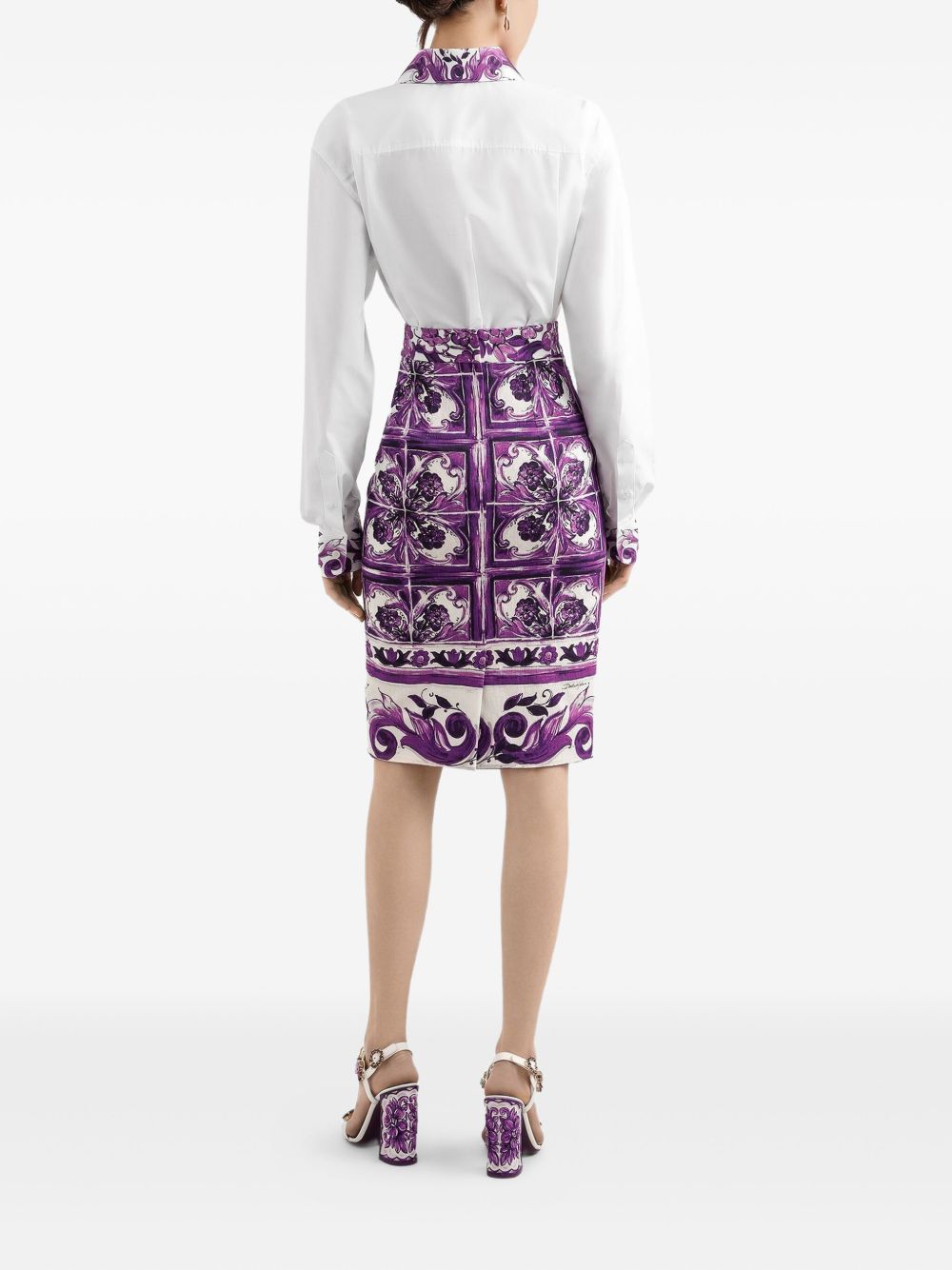 Dolce & Gabbana Women Cotton Shirt With Maiolica Print Details