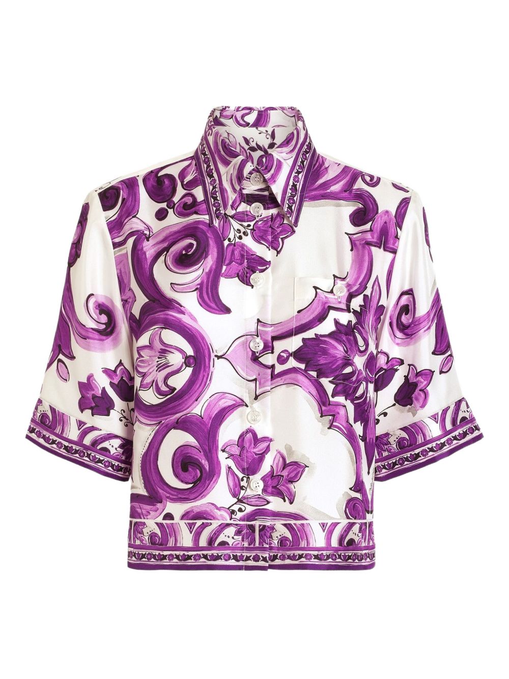 Dolce & Gabbana Women Silk Shirt With Maiolica Print