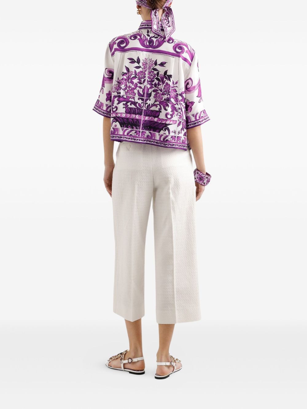 Dolce & Gabbana Women Silk Shirt With Maiolica Print