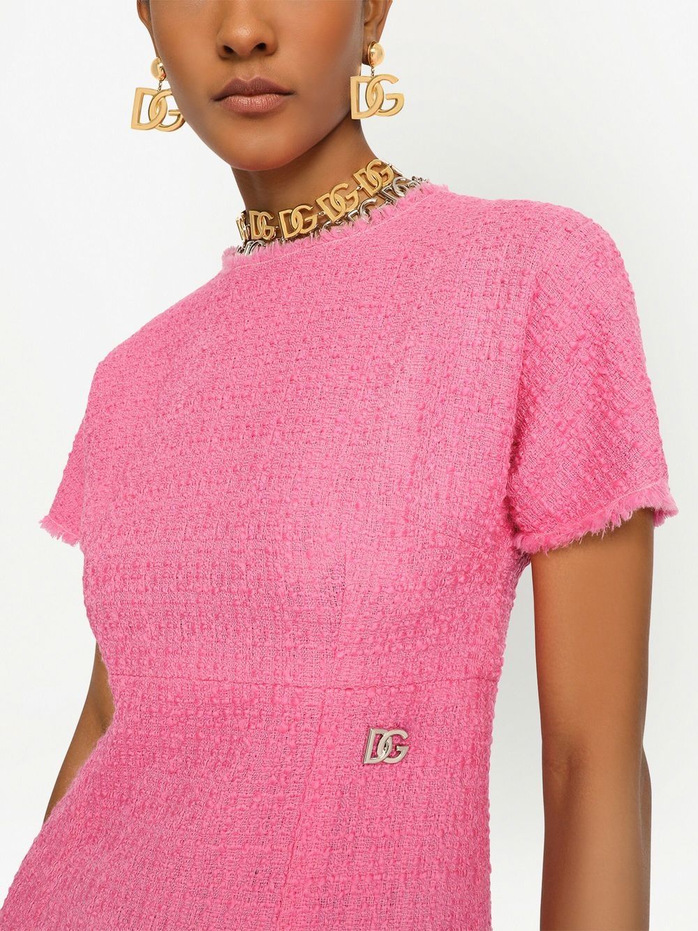 Dolce & Gabbana Women Rachel Tweed Dress With Dg Logo