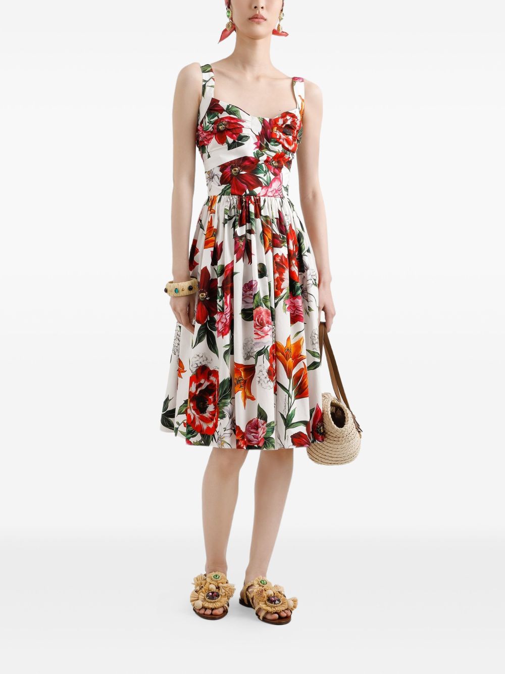 Dolce & Gabbana Women Anemoni Print Cotton Midi Dress