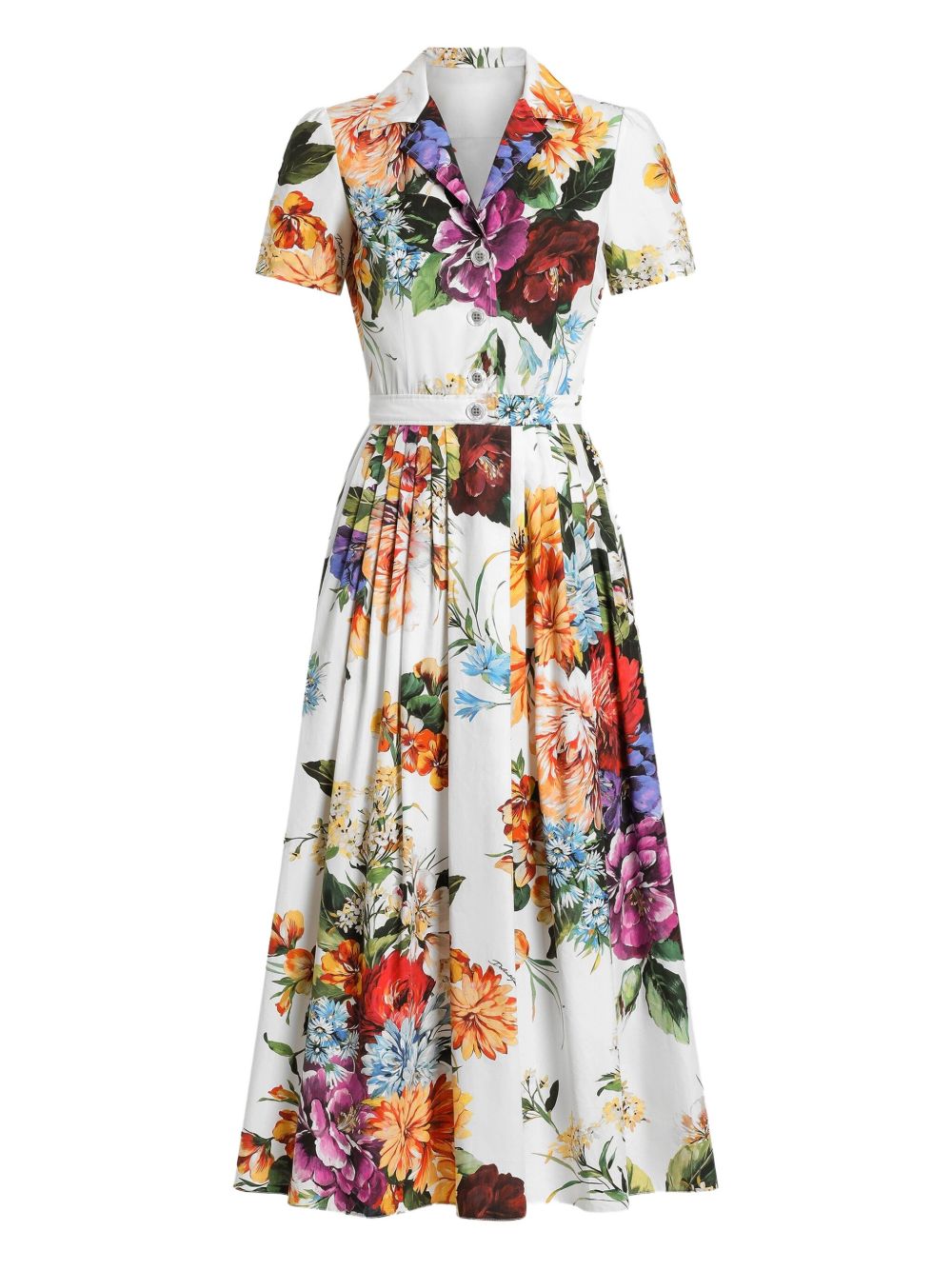 Dolce & Gabbana Women Flower Print Cotton Midi Dress