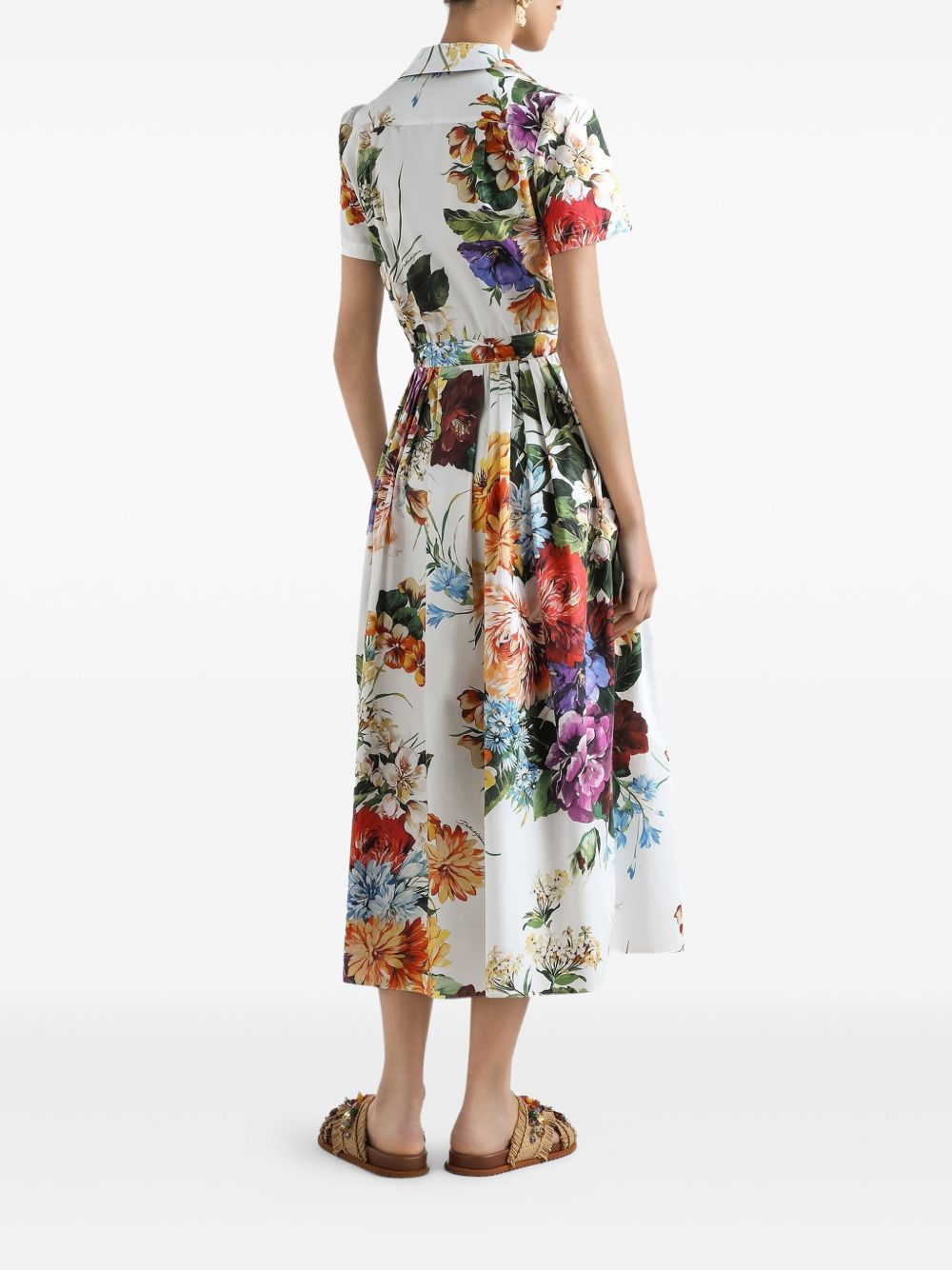 Dolce & Gabbana Women Flower Print Cotton Midi Dress