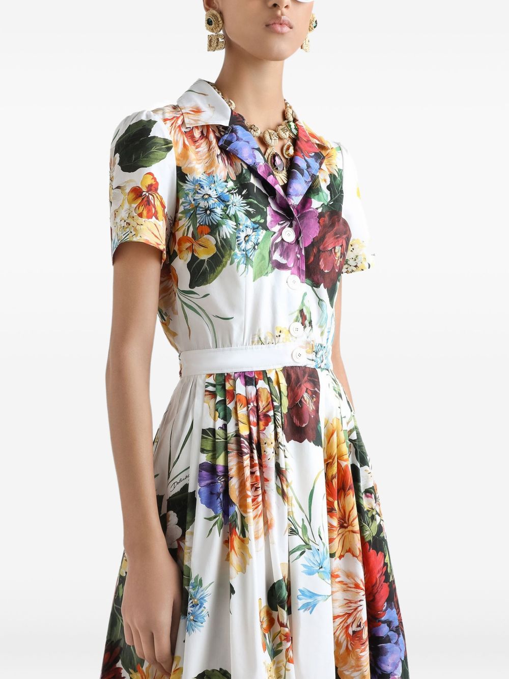 Dolce & Gabbana Women Flower Print Cotton Midi Dress