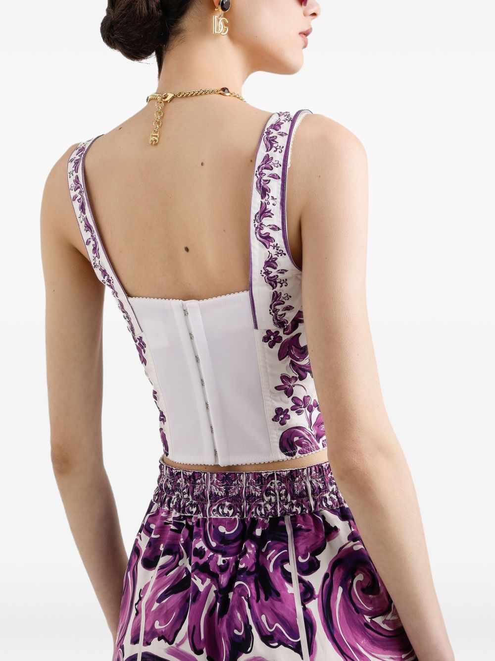 Dolce & Gabbana Women Maiolica Print Bustier Top