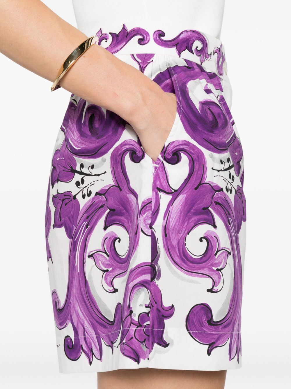 Dolce & Gabbana Women Cotton Shorts With Maiolica Print