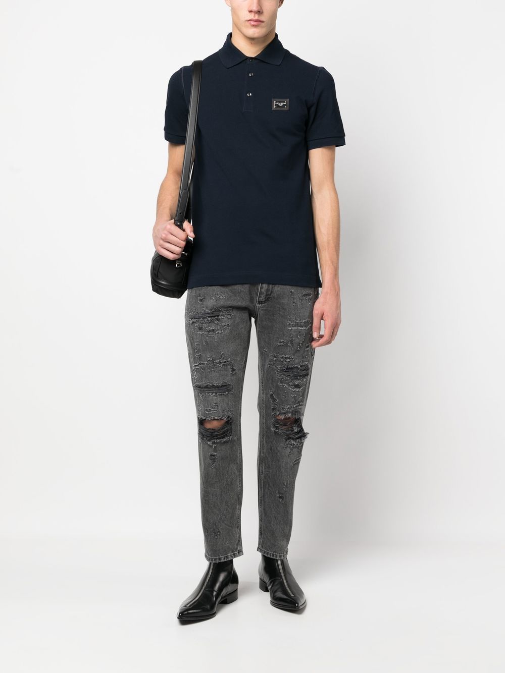 Dolce & Gabbana Men Logo Cotton Polo Shirt