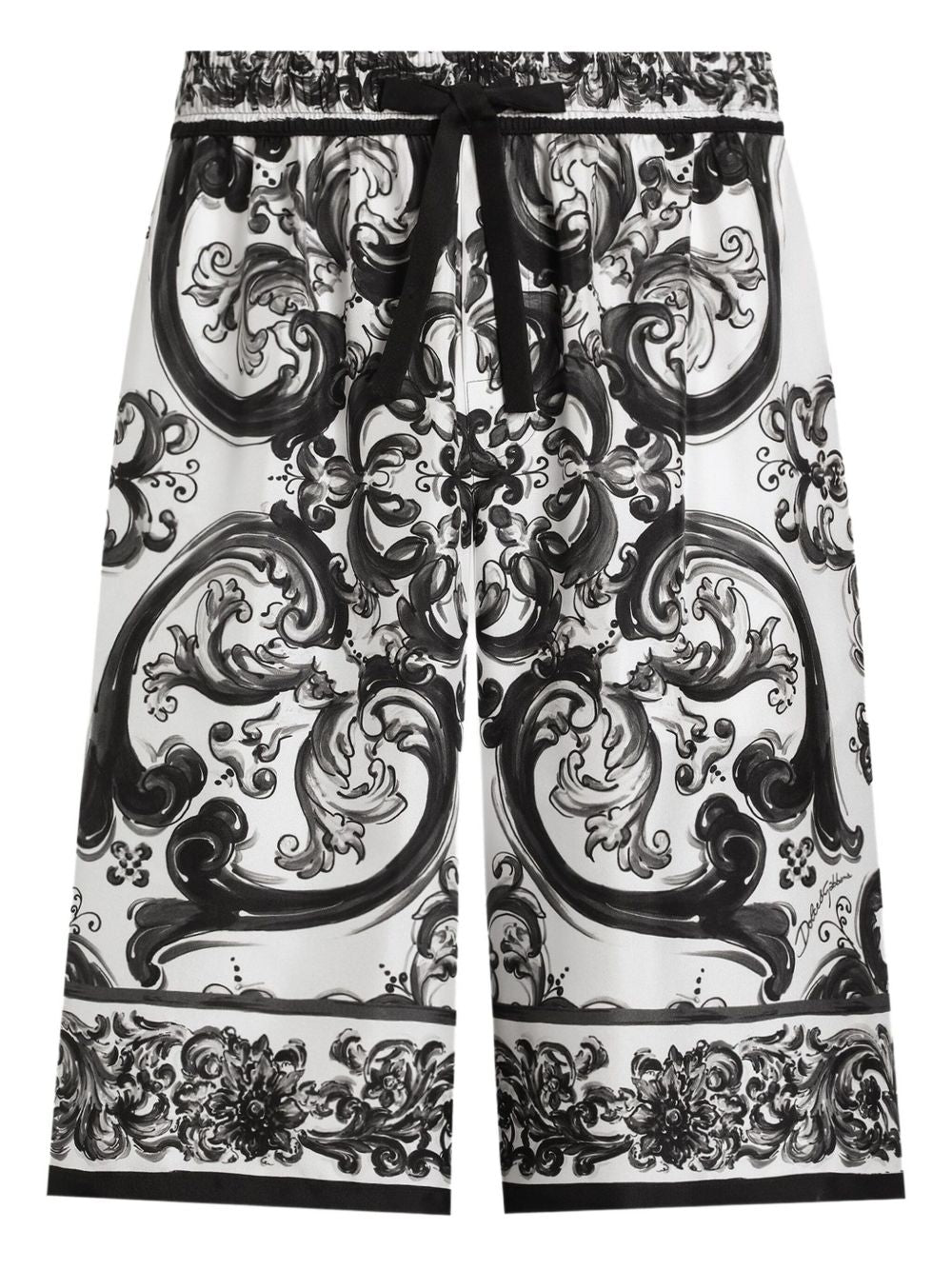 Dolce & Gabbana Men Maiolica Print Silk Shorts