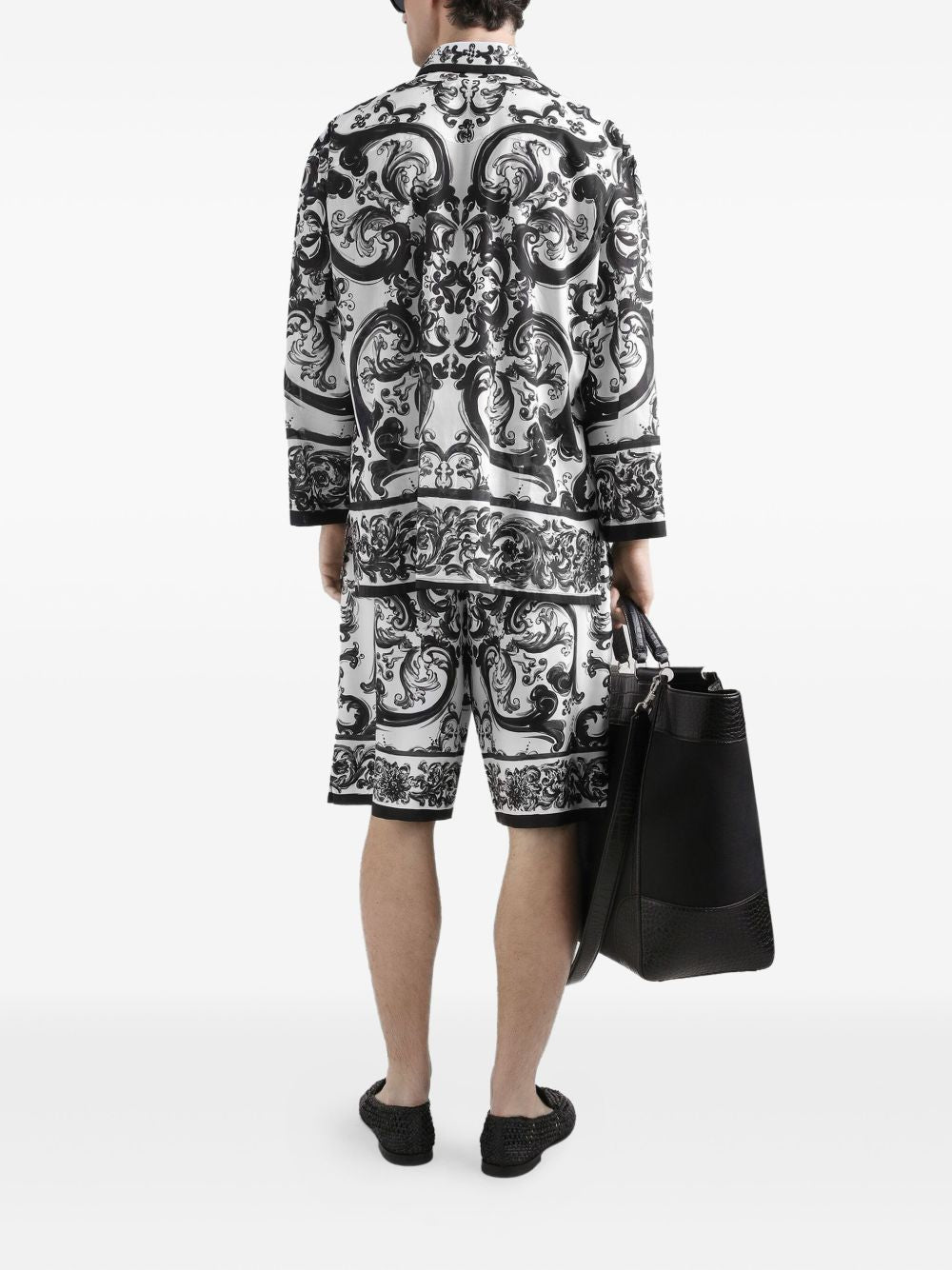 Dolce & Gabbana Men Maiolica Print Silk Shorts