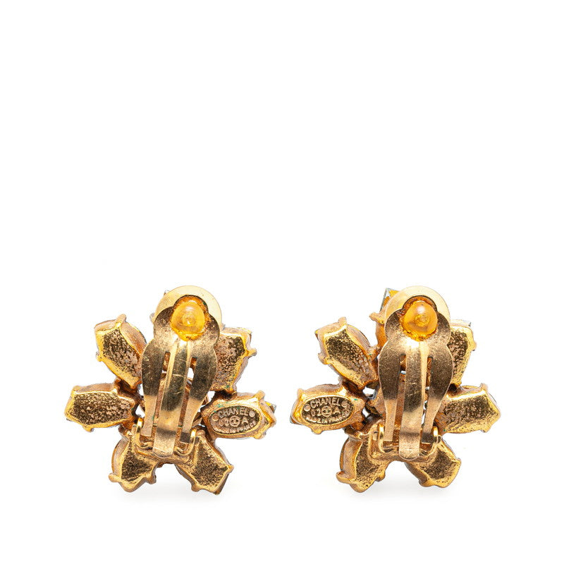 Chanel Coco Mark Rhinestone Earrings Gold