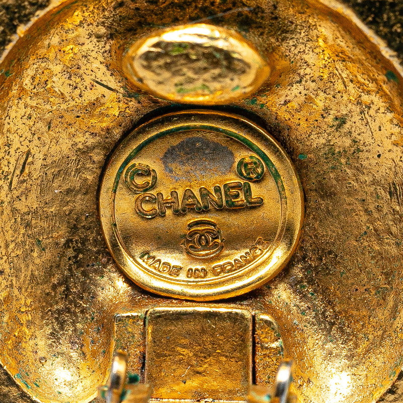 Chanel Vintage Coco Mark Earrings Gold Plated