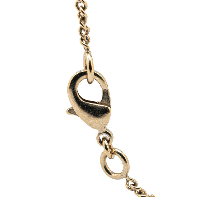 Chanel Rhinestone Ribbon Motif Necklace Gold