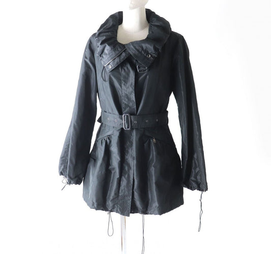 Burberry Belted Logo ZIP Collar Coat Black