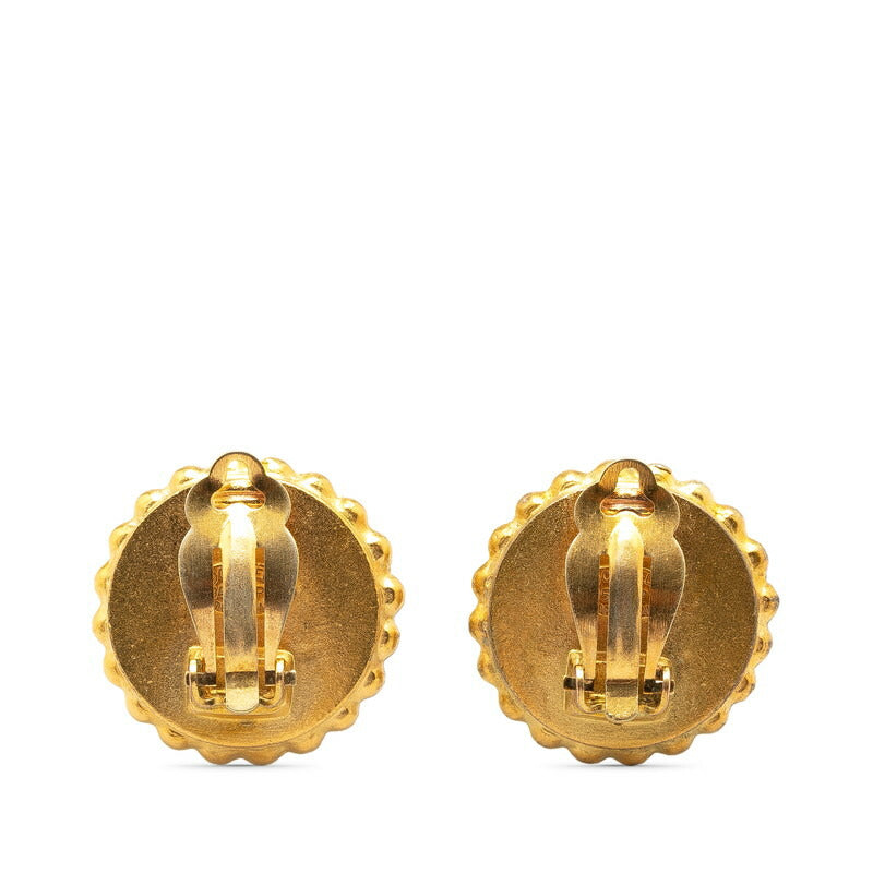 Chanel Vintage Coco Mark Earrings Gold Black