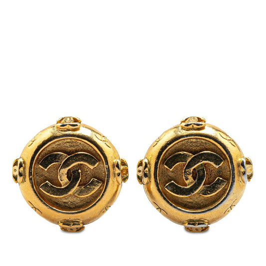 Chanel Coco Mark Round Earrings Gold