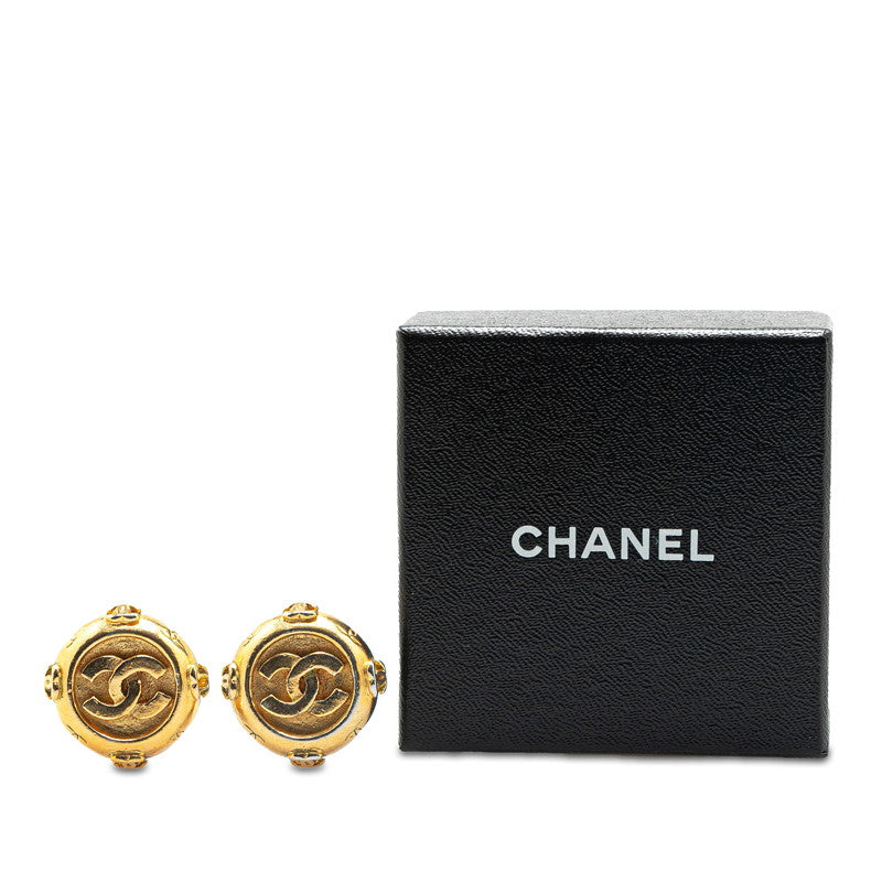 Chanel Coco Mark Round Earrings Gold