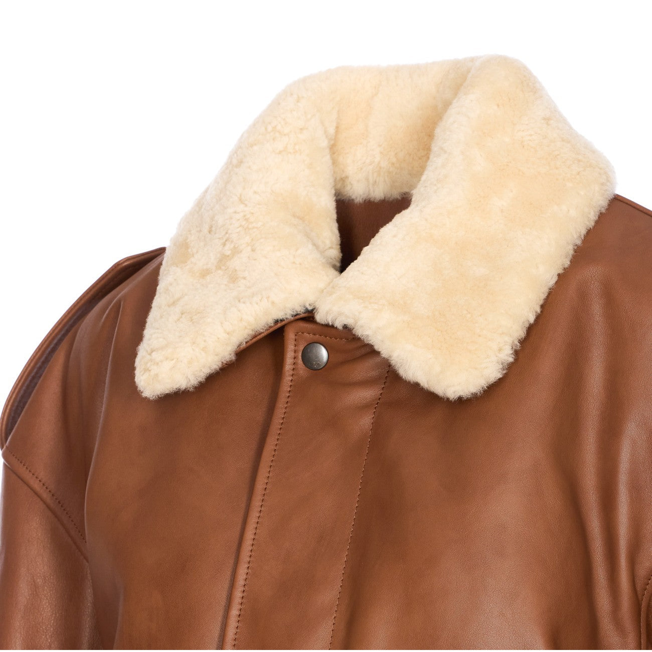 Saint Laurent Women Hammered Leather And Shearling Bomber Jacket