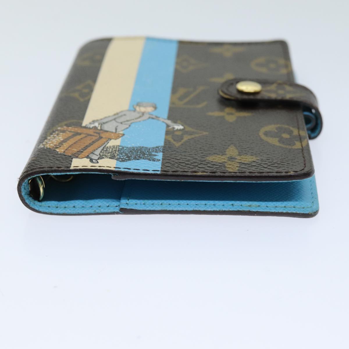 LOUIS VUITTON Monogram Groom Agenda PM Day Planner Cover Blue R20020 hk1342